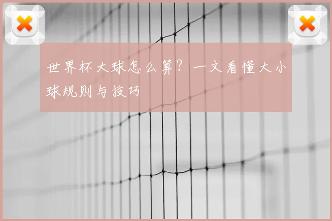 世界杯大球怎么算?一文看懂大小球规则与技巧